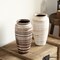 Uniquewise Ceramic Stripe Vase Vintage Boho Decorative Piece for Pampas Grass Ideal for Living Room Coffee Table Mantle Shelf and Centerpieces Modern Farmhouse Decor & Occassion Gift, White